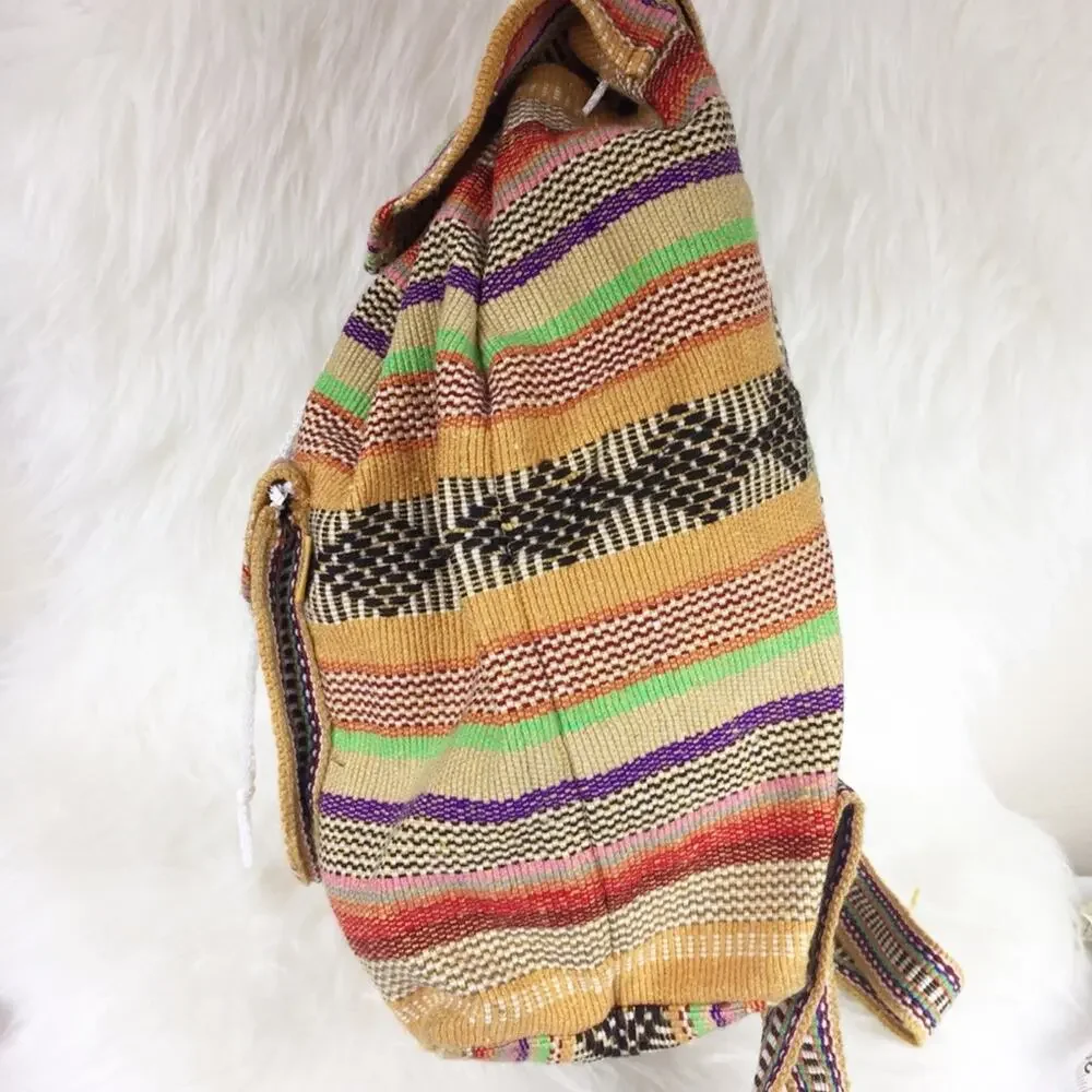 Vintage | Tribal Aztec Woven Bucket Bag Backpack